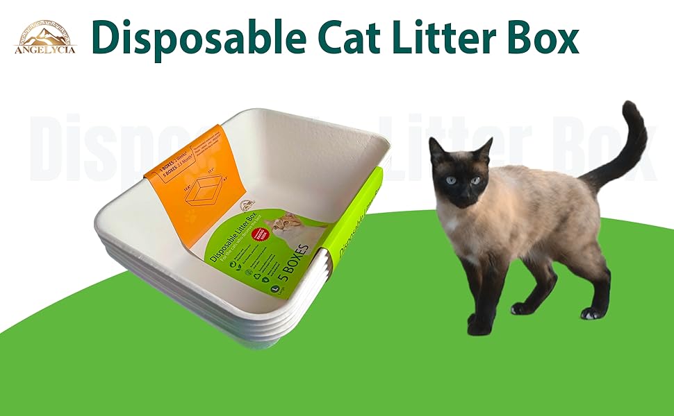 ANGELYCIA Disposable Litter Boxes for Cats Baking Soda Effect and Odor Control