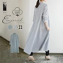 Amazon Co Jp アンドイット And It Emural ゆるコットンロングシャツワンピース レディース M L C9951ブラック クリーム 服 ファッション小物