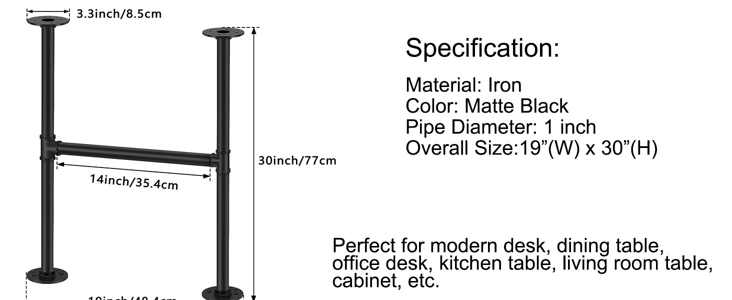 Licperron Coffee Table Legs, 2 Pack 30 Inch Industrial