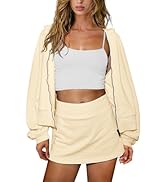 Panadila Womens 2 Piece Workout Sets Lounge Matching Sets Zip Up Hoodie and Skirt Gym Clothes Yog...