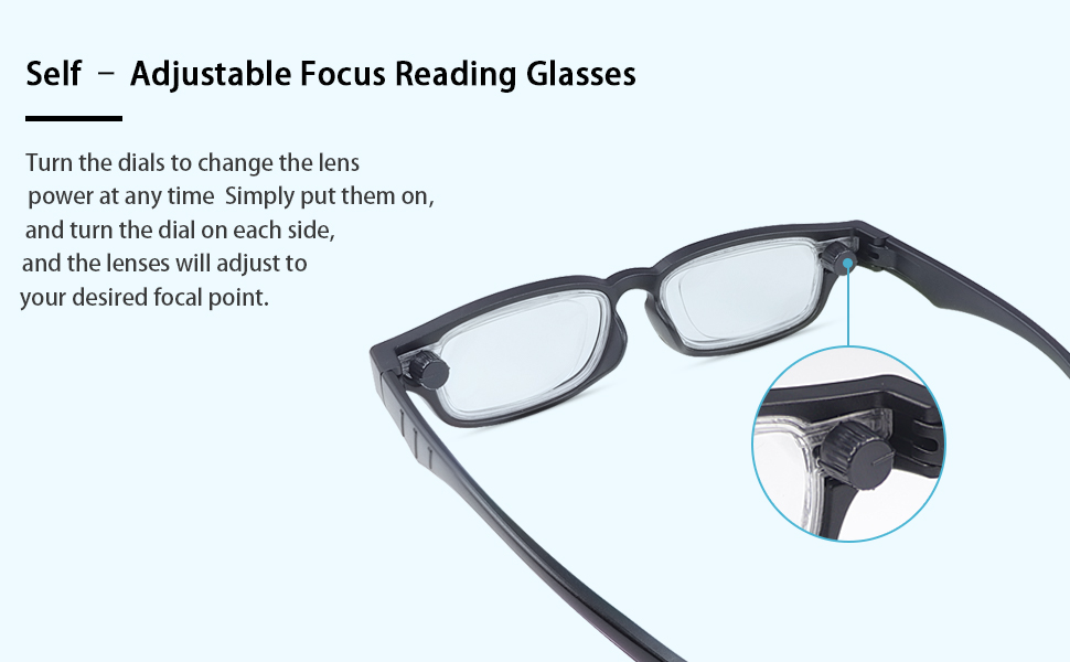 Adjustable Focus Reading Glasses 0D to 350D Diopters