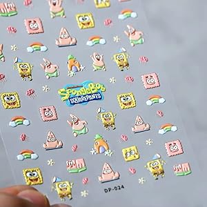 Amazon.co.jp: スポンジボブネイルステッカーデカール5Dエンボス
