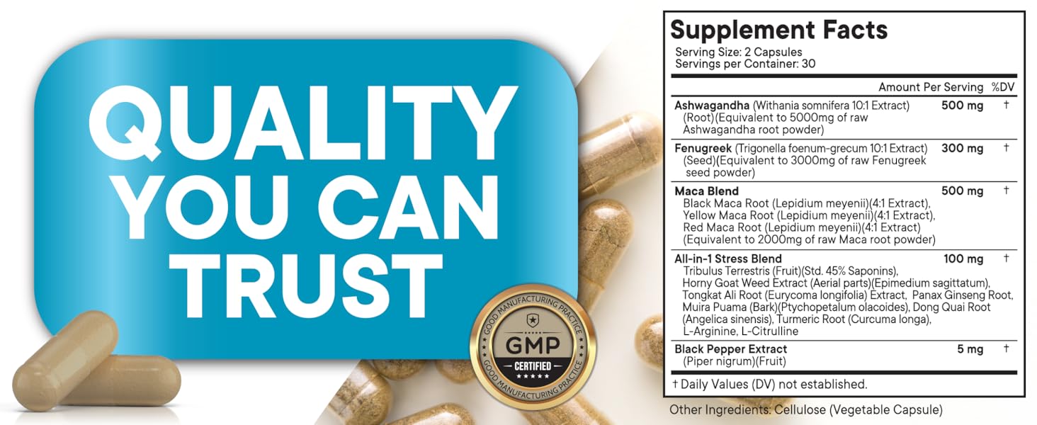 stress support maca ashwagandha fungreek turmeric energy immune
