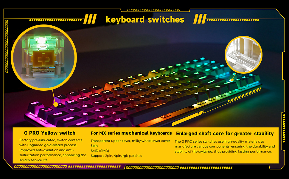 Tugeta Gateron Yellow switches for Mechanical Keyboard, Linear Keyboard