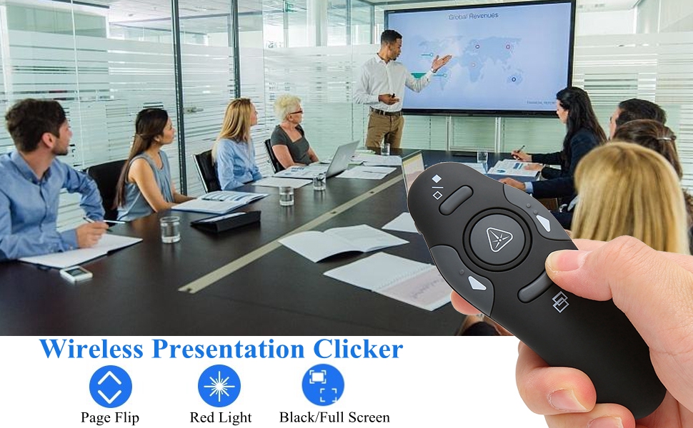 Pomya Presentation Clicker for Presentations, RF 2.4GHz USB