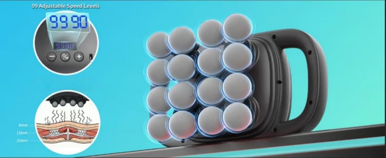 16 Head Massage Gun, Deep Tissue Percussion Massager