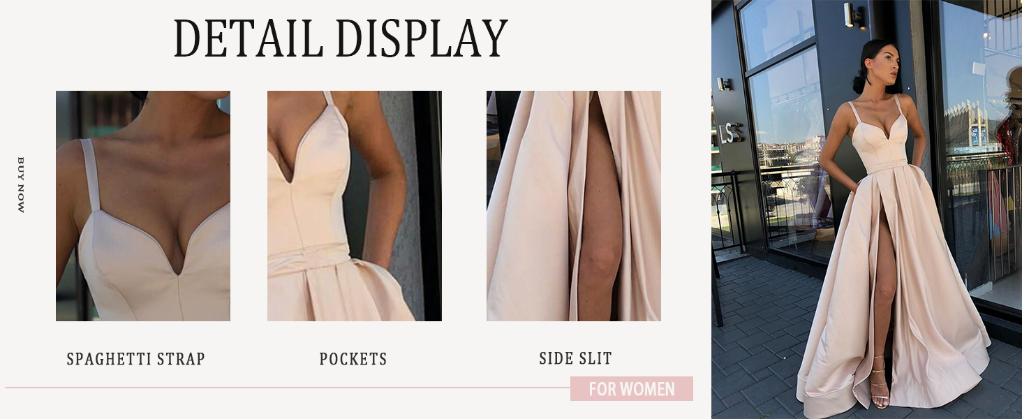 prom dresses for women ball gown 2023 2024 high slit ruched satin long formal dresses evening gowns