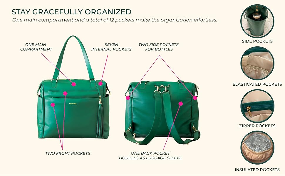 kaela marie vibrant bag premium leather luggage sleeve detachable straps backpack