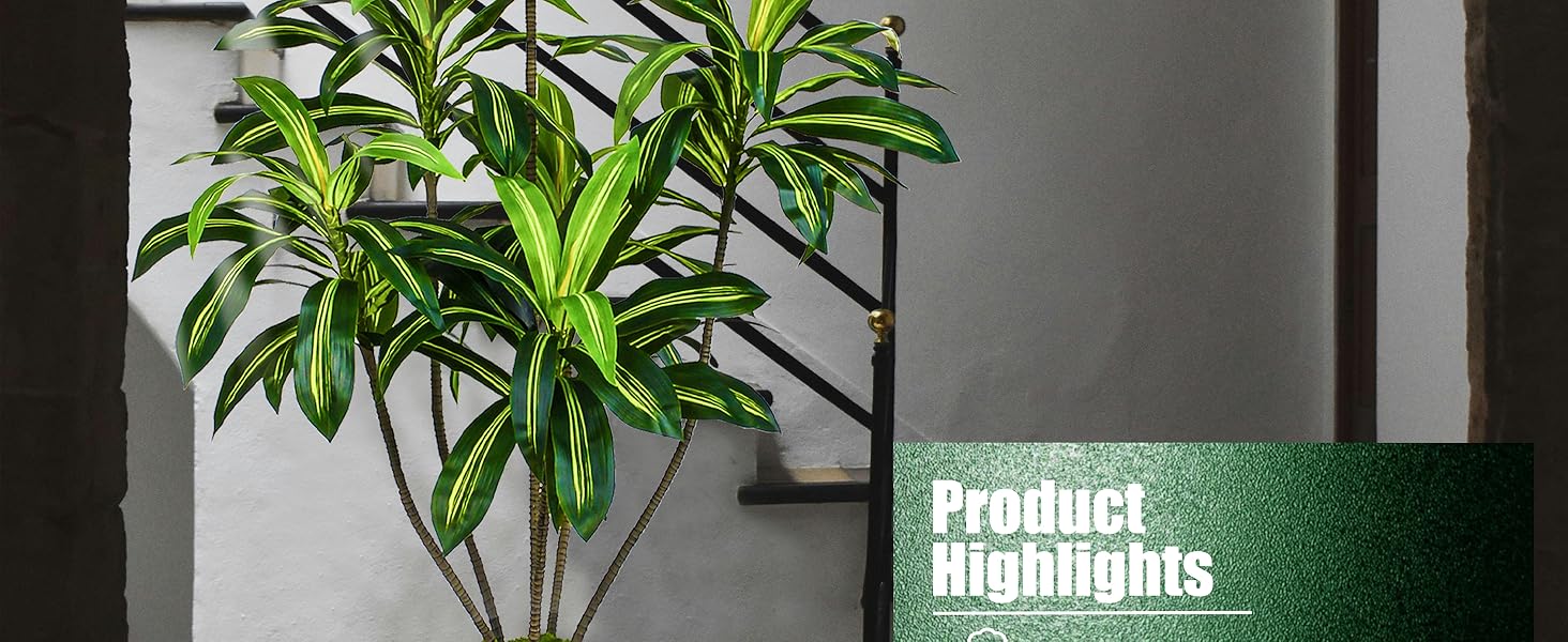 aetificial dracaena tree with tall planter