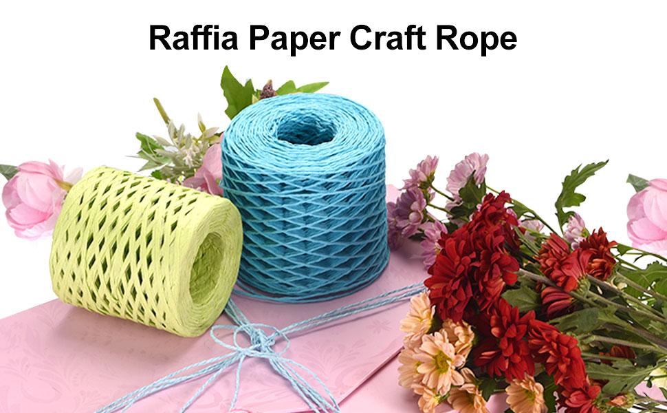 MECCANIXITY Raffia Paper Craft Rope Ribbon Packing Paper