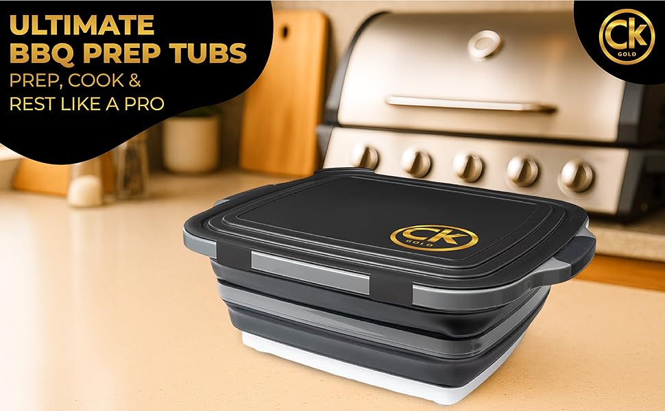 All in one BBQ Collapsible Tub from preping meat for BBQ to Serving it to Friends and Family