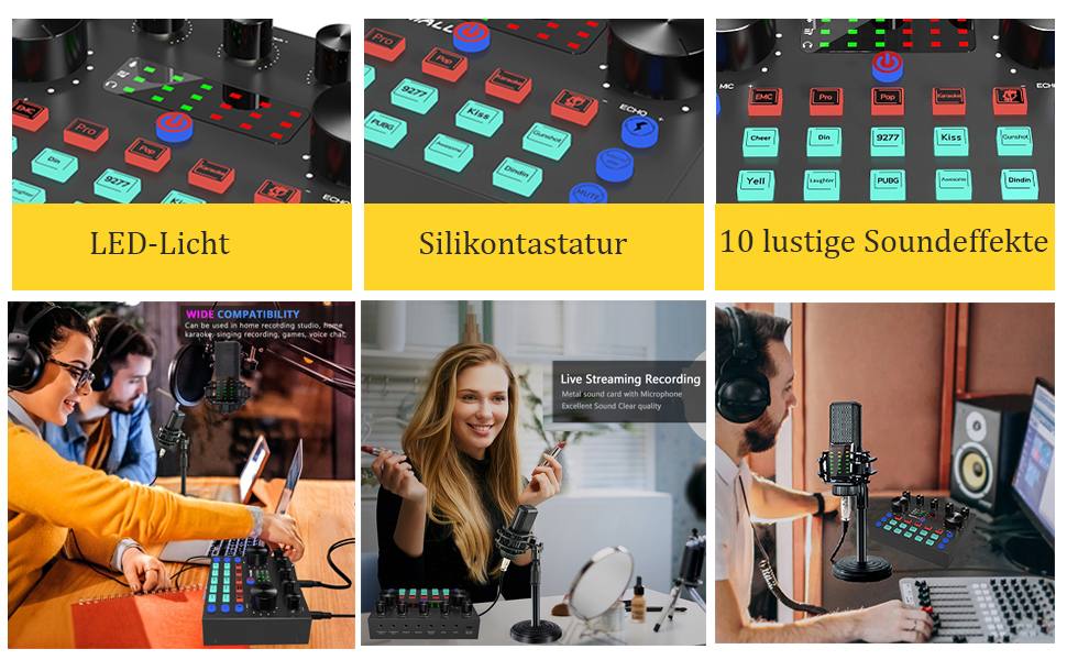 Cozbuen DJ Controller Mischpult, Audio Interface Soundkarte Mischpulte