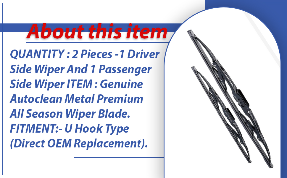AutoClean Metal Type Wiper Blade For Maruti Suzuki Swift,Swift Dzire