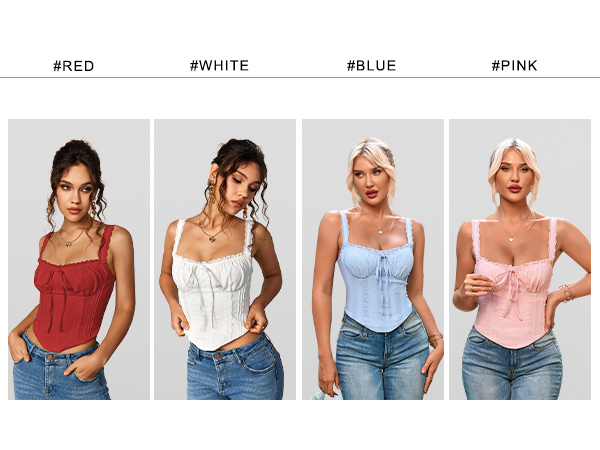 KUTUMAI Lace Corset Top Y2K Cute Square Neck Bustier Going