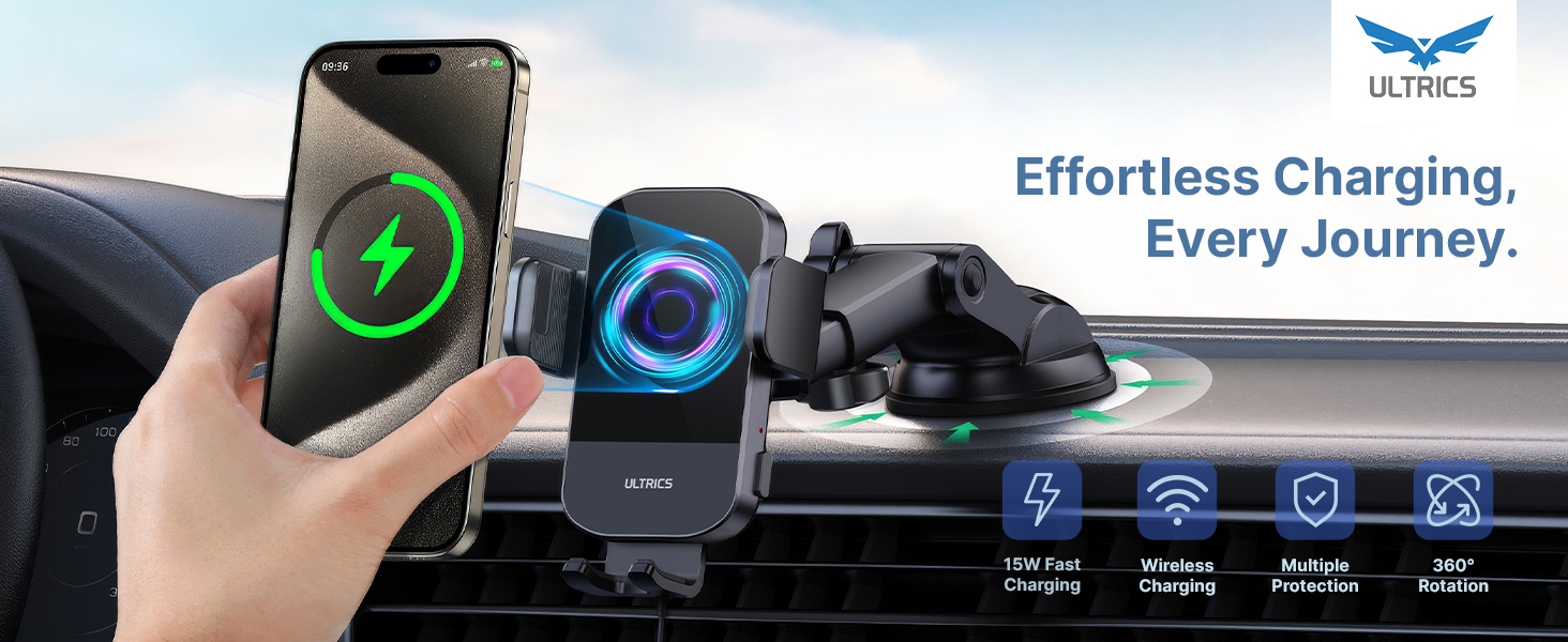ULTRICS Car Phone Holder Wireless Charger