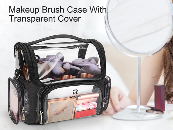 Makeup Brush Case With Transparent Cover