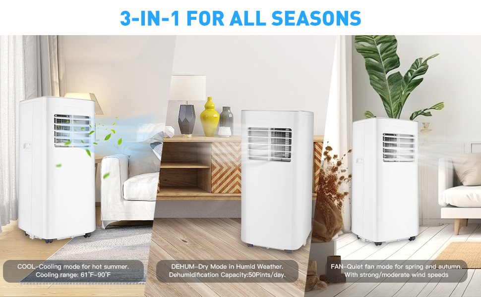 8,000 BTU Portable Air Conditioner 3in1 AC