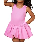 WDIRARA Toddler Girl's Cute Sleeveless Bubble Dress Crew Neck A Line Short Dress