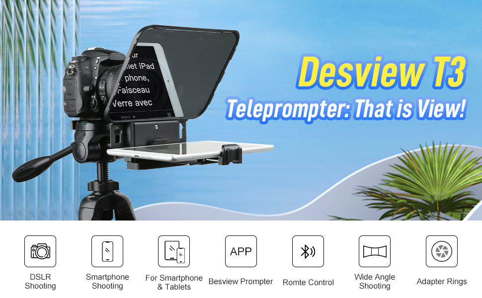 Teleprompter, Desview Teleprompter T3 for Tablets up to 11 inch with