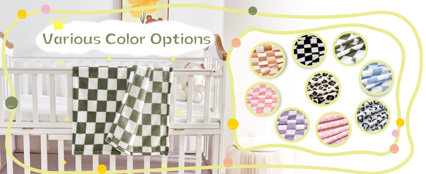 Checkered Baby Blanket for Girls Checkerboard Grid Pink Fleece Baby Blankets for Girls Boys