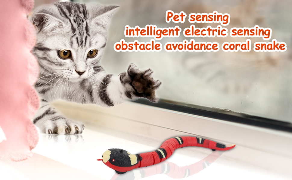 HIULLEN Smart Sensing Snake Cat Toy, Cat Interactive Toy, Interactive