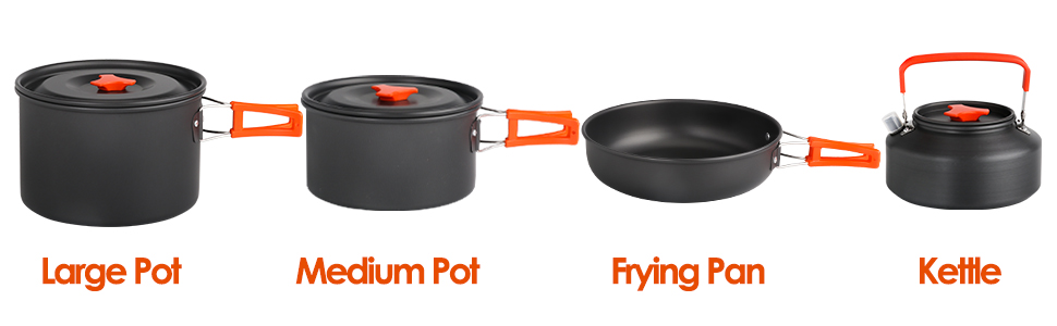  camp cooking set camping pots and pans set 