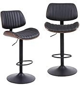 Moustache Set of 2 Bar Stools, Adjustable Height Swivel Barstools with Backs and Foot Ring, Count...