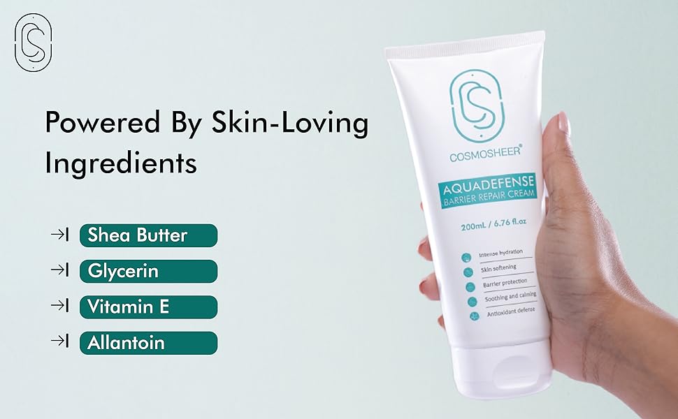 barrier repair cream shea butter glycerin vitamin e up to 48 hr hydration lightweight moisturizer