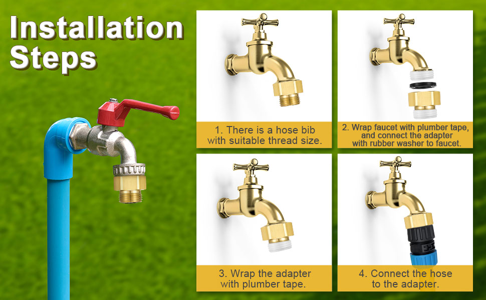 Dreyoo 2 Pack Hose Bib Brass Adapter, 11/16 Inch Fine