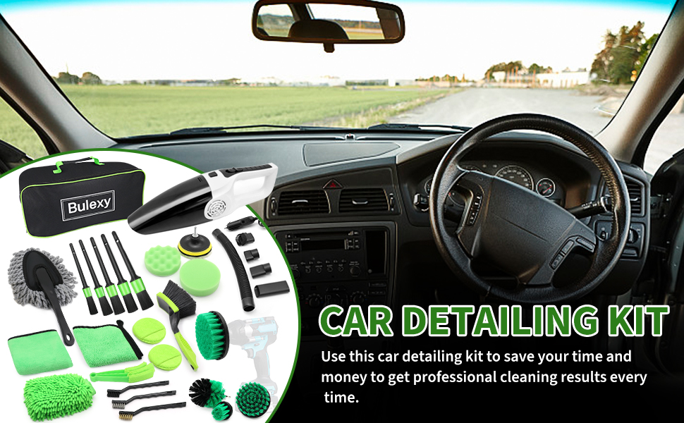 Bulexy 26Pcs Car Detailing Brush Set, Car Cleaning Kit with