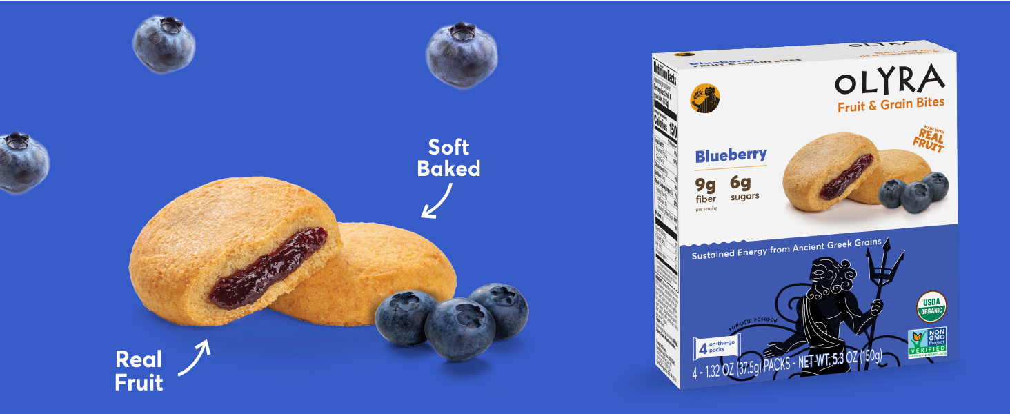 Blueberry breakfast cookies Olyra whole grain fruit bars