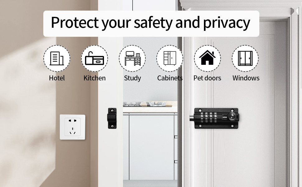 RESET-008 Combination Locking Bolt,4 Digit Combination Door