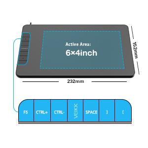 VEIKK Tablet de desenho VK640, tablet OSU de 6 x 4 polegadas com caneta sem bateria, tablet gráfico digital para Android, Windows, Mac, Chrome Linux, suporta função de inclinação, 6 teclas de atalho 18 VK640 CUSTOMIZE 6 HOT KEY