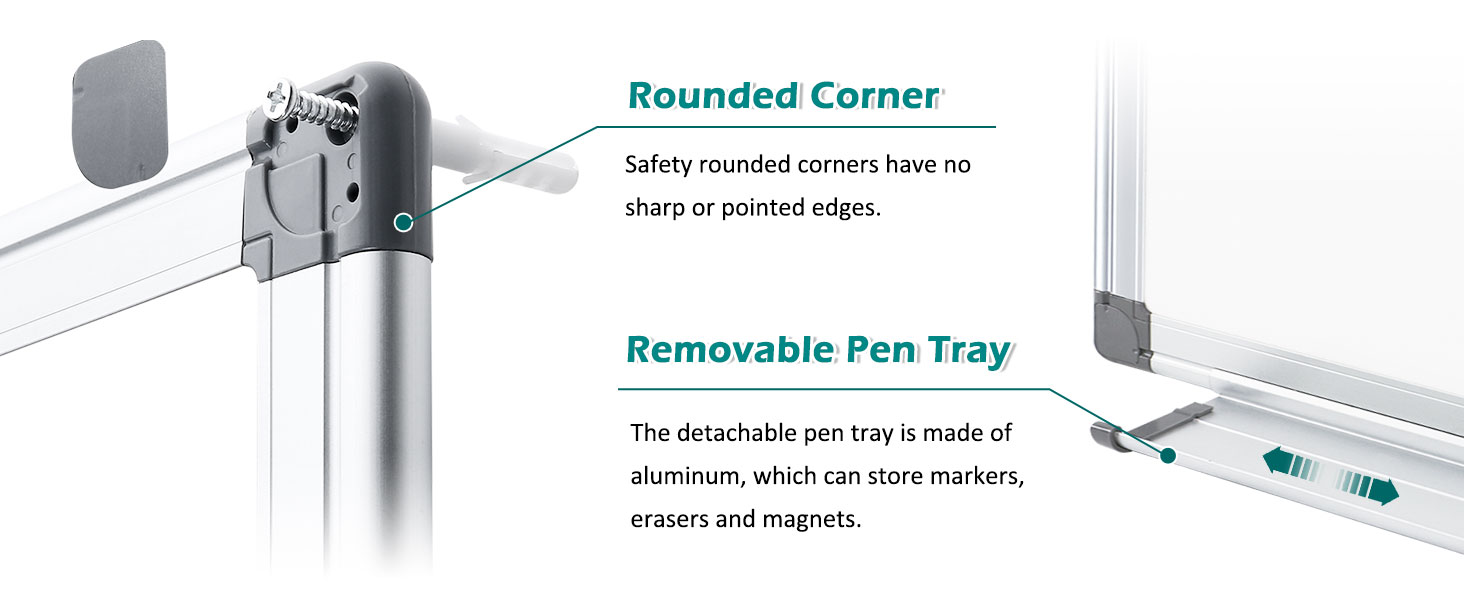 QUEENLINK Whiteboard Kit, 60 X 90 CM White Board Aluminum