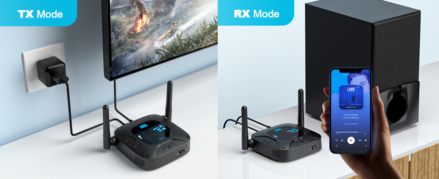 Aisidra Bluetooth Transmitter Receiver V5.0 for Audio, 2in