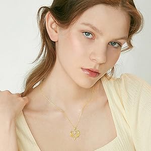 Heart Rose Flower necklace