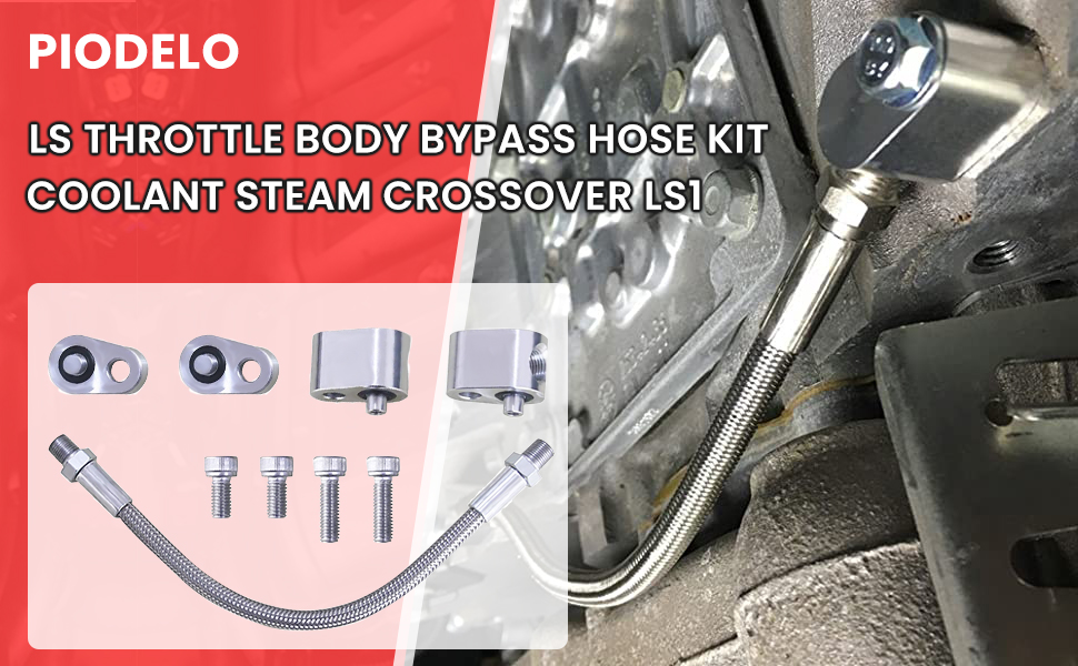 Piodelo LS Throttle Body Bypass Hose Kit, LS Coolant Steam Port Crossover Hose Kits