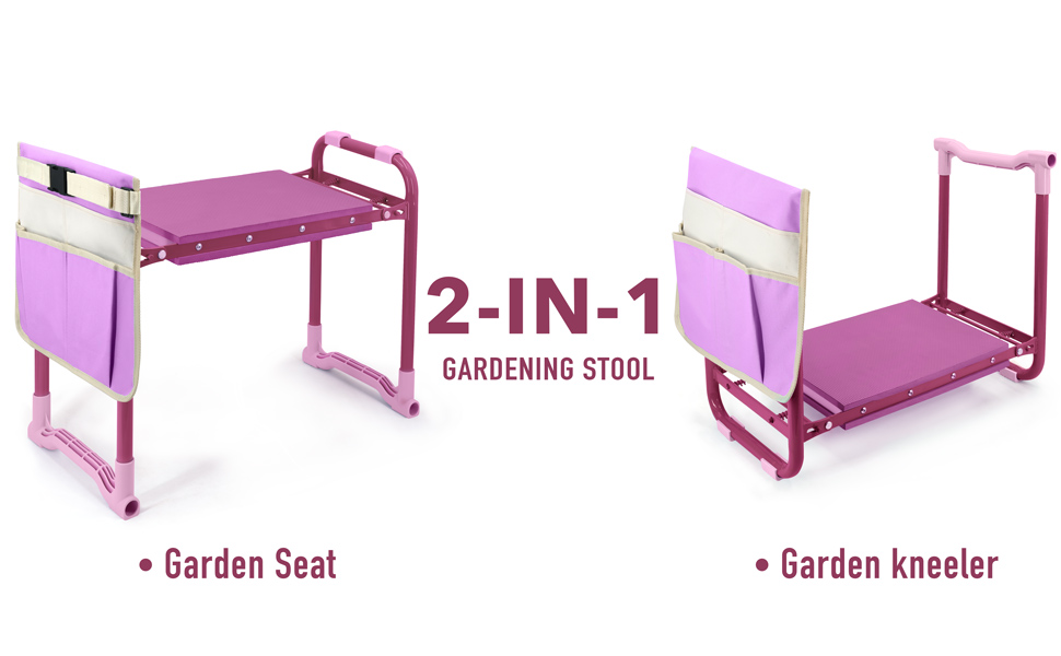 Byhagern Foldable Garden Kneeler and Seat，Portable Garden Kneeler Stool Heavy Duty