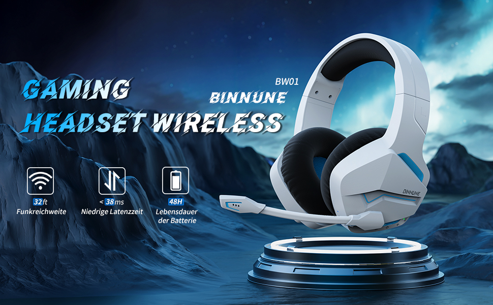 BINNUNE Gaming Headset Wireless für PS4 PS5 PC Playstation 4 5, PS5