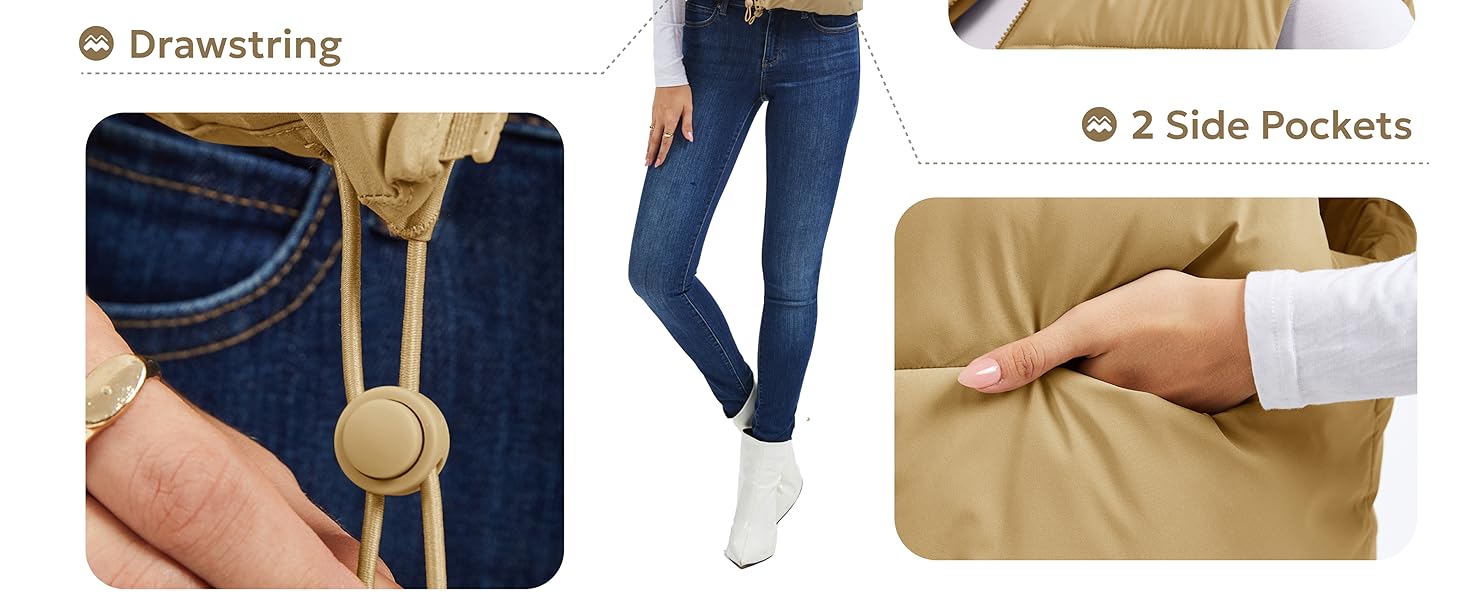 Womens crop puffer vest