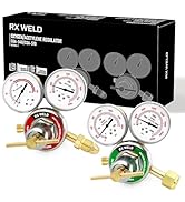 RX WELD Oxygen and Acetylene Regulators CGA540 and CGA510- Compatible with V-Style Welding Gas To...