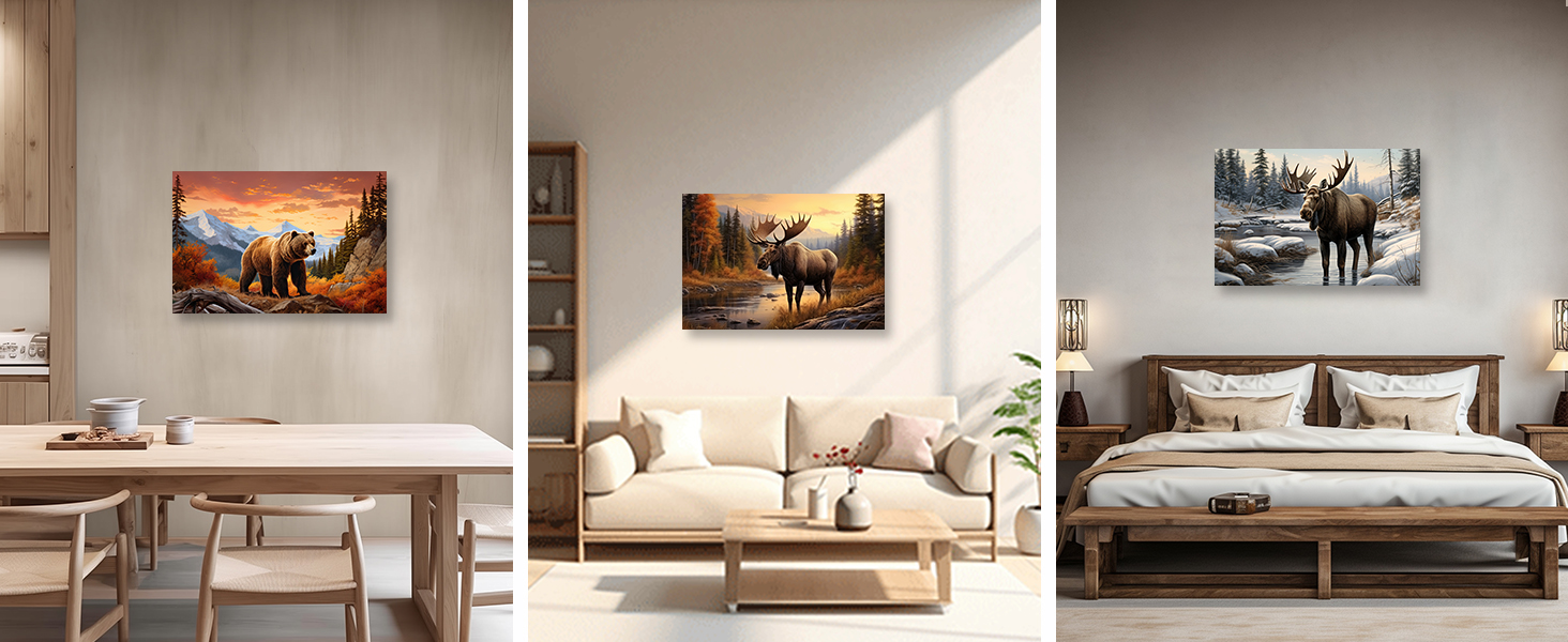 DOARTDO Bear Canvas Wall Art Animal Painting Wall Decor