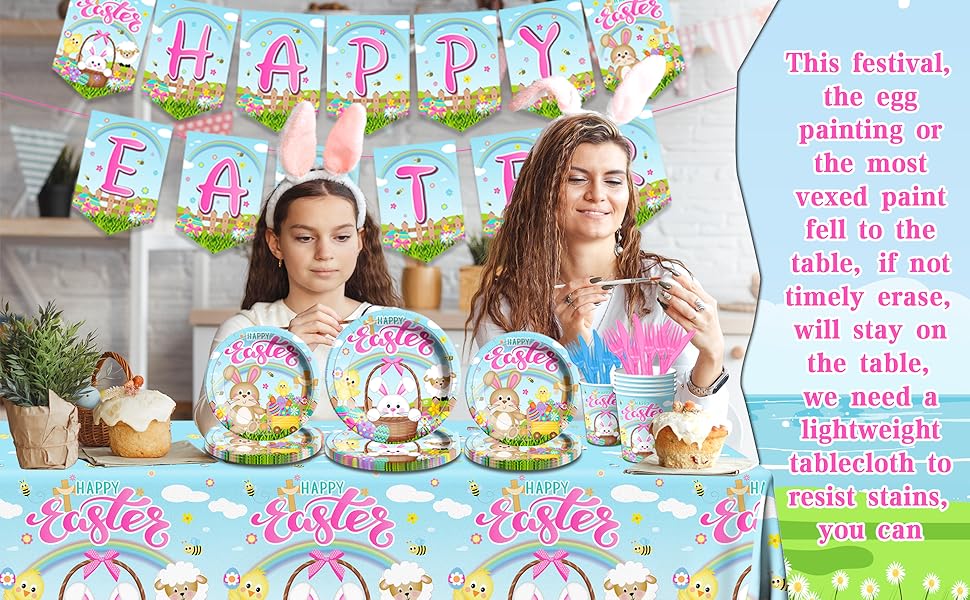 142PcsEaster Party SuppliesHappy Easter Tableware Bunny