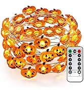 Brizled Pumpkin Halloween String Lights, 40 LED 13.12ft 8 Modes Battery Powered Fairy Lights with...