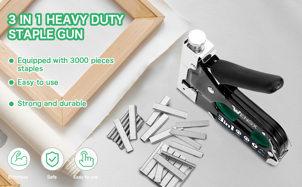 Upholstery Staple Gun with 3000 Staples and 1 Remover,3 in 1 Stapler