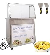 Banfluxion Fried Yogurt Cream Machine Stainless Steel Commercial Rolled Ice Cream Maker 14" x 14"...