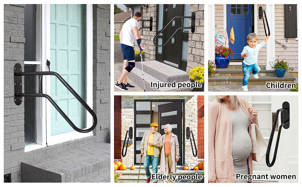 Flibaluly Wall Mount Handrails for Outdoor Steps,Handrail for 13 Step