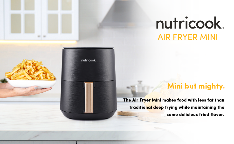 Nutricook Air Fryer Mini, 1500 Watts, Digital Display, Tempered Glass