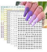 Colorful Number Nail Art Stickers Decals 6 Sheets,3D Holographic Luxury Laser Gold Silver Nail St...