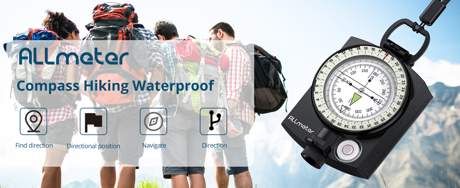 Outdoor Activities Compass Navigation with Clinometer Compass Hiking with Fluorescent Scale
